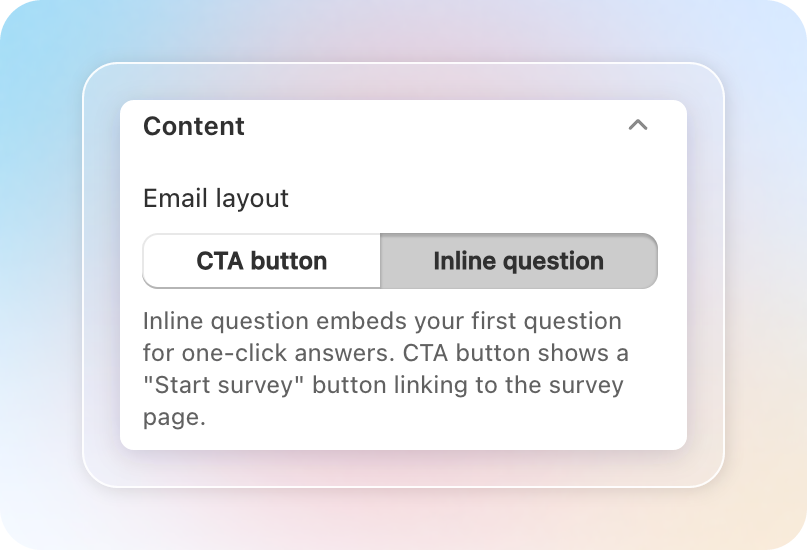 Email layout field in the Post-purchase email channel, with Inline question selected